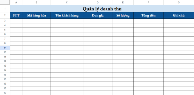 quản lý bán hàng bằng Excel