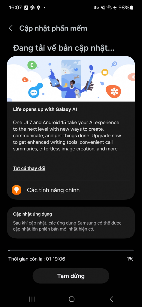 lịch update one ui 7