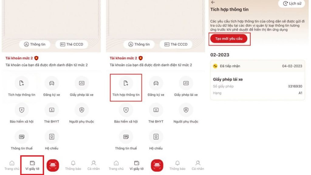 cách tích hợp bằng lái xe vào vneid