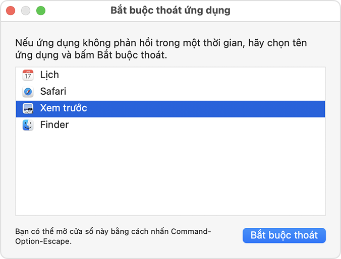 cách tắt ứng dụng trên macbook