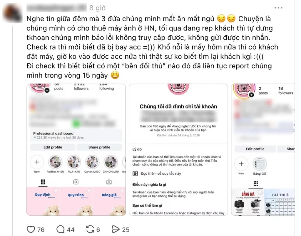 instagram bị khóa
