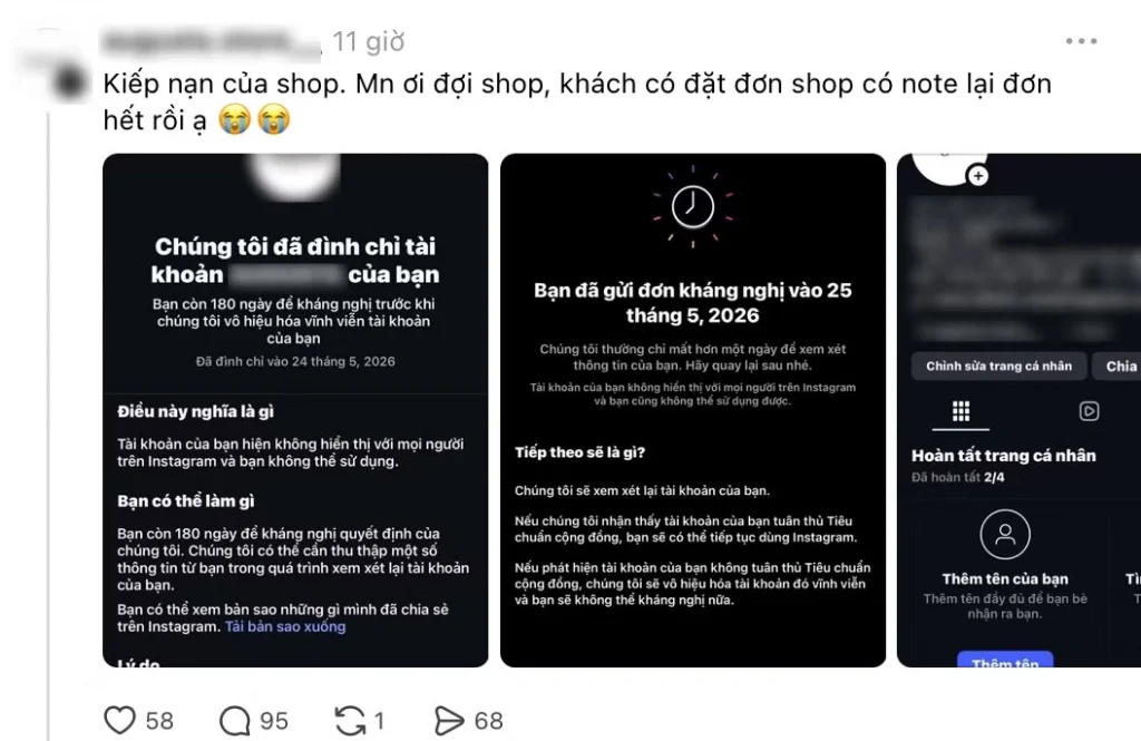 instagram bị khóa