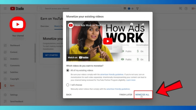 bật kiếm tiền trên youtube