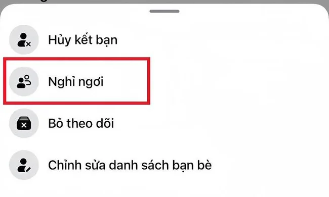 chế độ nghỉ ngơi trên facebook 
